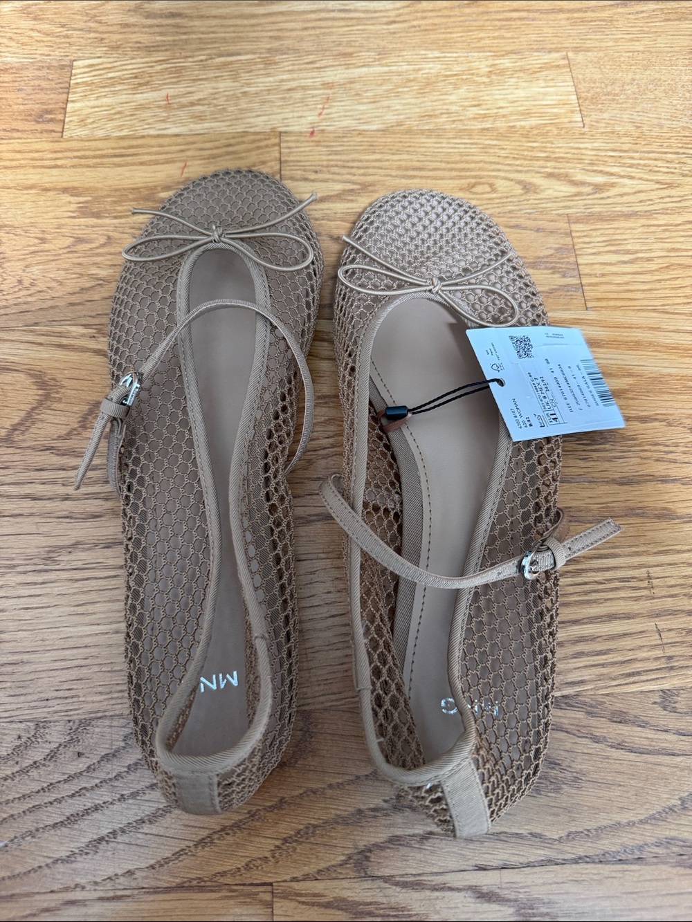 NWT Mango MNG Buckle Strap Fishnet Ballet Flat Size EU 41 / US 9.5 - Picture 7 of 10